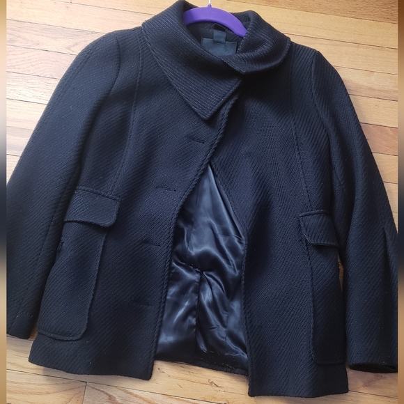 Mackage wool leather peacoat large tweed black - Picture 2 of 11